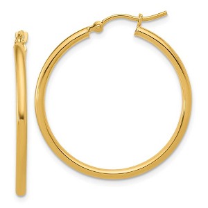 Black Bow Jewelry 2mm Round Hoop Earrings in 10k Yellow Gold, 30mm (1 3/16 Inch) - 1 of 4