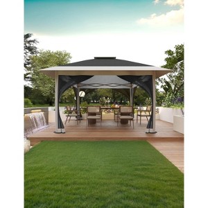 13x13 FT Gazebo Tent Outdoor Pop Up Canopy Tent with Netting, Adjustable Height Instant Gazebos for Patio Garden Backyard - 1 of 4