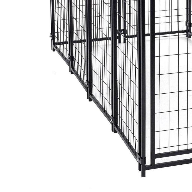 Lucky Dog 8ft x 4ft x 6ft Large Outdoor Dog Kennel Playpen Crate with Heavy Duty Welded Wire Frame and Waterproof Canopy Cover, Black (4 Pack), 4 of 7