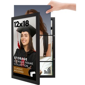 Americanflat 12x18 Poster Frame in Black - Quick Change Storage Frame Holds 35 Photos - 1 of 4