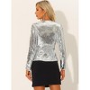 INSPIRE CHIC Women's 1 Button Long Sleeve Party Sequin Sparkle Shawl Collar Jackets - 3 of 4