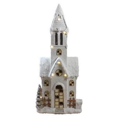 Northlight 48.5" White LED Lighted Musical Snowy Church Christmas Tabletop Decor