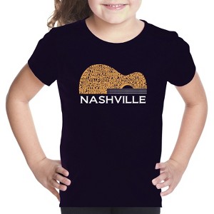 LA Pop Art Nashville Guitar - Girl's Word Art T-Shirt - 1 of 4
