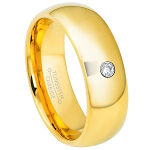 Jewelry Avalanche 7mm Dome Gold Tungsten Mens Diamond Wedding Band - Comfort Fit - 1 of 4