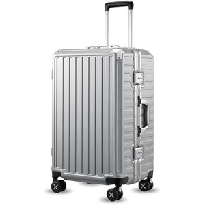 LUGGEX Zipperless Luggage with Spinner Wheels, Polycarbonate Aluminum Hard Shell Suitcase, Trunk Medium 24 Inch, Silver Grey - 1 of 4