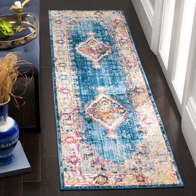 Bristol Blue and Ivory Distressed Runner Rug