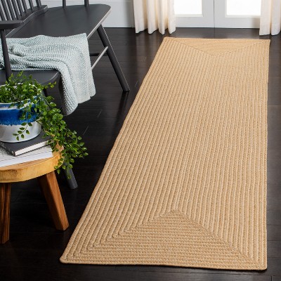 Beige Braided Reversible Synthetic Runner Rug 2'3" x 8'