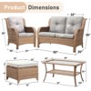 Gymojoy 6 Piece Outdoor Wicker Loveseat Sofa with Patio Chairs with Coffee Table and Ottoman Sets - 3 of 4
