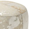 Wilson 17" High Silver and White Leather Round Ottoman - 2 of 2