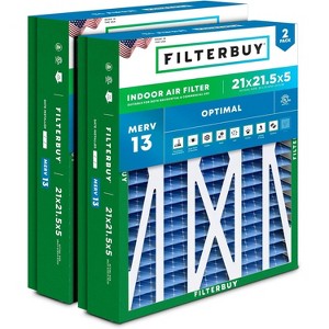 Filterbuy 21x21.5x5 Air Filter (2-Pack), Pleated MERV 13 Health Defense Replacement HVAC AC Furnace Filters for Trane Perfect Fit & American Standard - 1 of 4