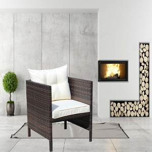 Maggift Modern Design Patio Decorative Chair with Upholstered Rattan Seat for Patio, Terrace, Brown, 22.5"*23"*25" - 1 of 4