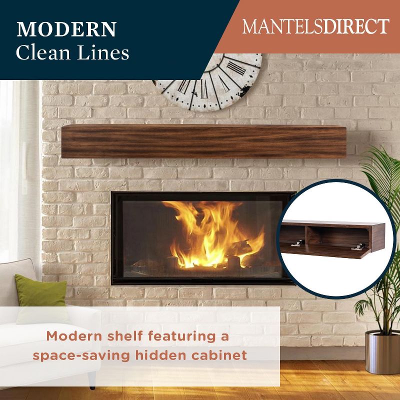 Houston Wooden Fireplace Mantel Shelf with Hidden Compartment | Beautiful Wooden Rustic Shelf - Mantels Direct, 2 of 7
