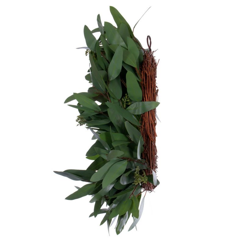 Vickerman 20" Artificial Green Seeded Willow Eucalyptus Wreath, 3 of 6