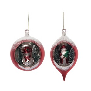 Transpac Glass Santa/Snowman In Globe Ornament Set of 2 Christmas Home Decorations - 1 of 1