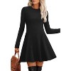 Ribbed Knit Sweater Dress for Women, Long Sleeve Crew Neck Fit and Flare A-Line Dress for Fall and Winter, Casual Office Wear A Black - 2 of 4