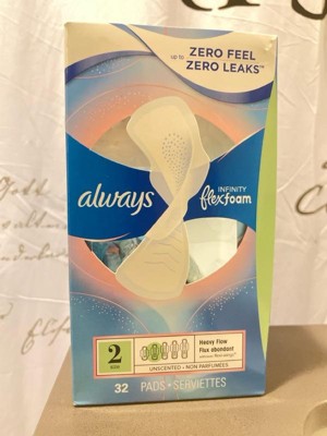 Always Infinity Extra Heavy Absorbency Overnight Flexfoam Sanitary Pads  With Wings - Unscented - Size 5 - 22ct : Target
