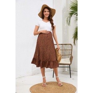 Maternity Dress High-Waisted Cable Layered Maternity Skirt - 1 of 1