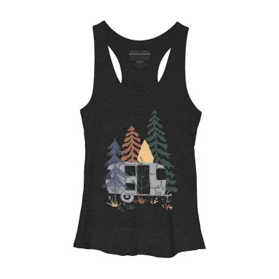 Women's Design By Humans Camping In Nature By NDTank Racerback Tank Top