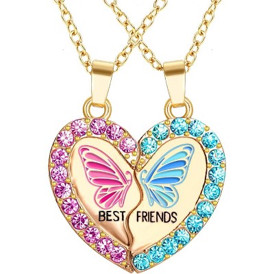 BFF Necklace for 2, Best Friend Necklaces Cute Design Valentines Day Gifts Matching Heart Pendant Friendship Necklaces