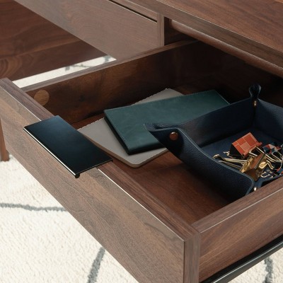 Grand Walnut Mid-Century Modern Desk with Drawer and Keyboard Tray