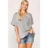 Slickblue Women's Rib Knit Dolman Sleeve Top, Relaxed Fit Heather Grey Top, Casual Everyday Style, Size S-L - 2 of 4