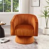 Beautyolove Modern Orange Velvet Upholstered Comfy Swivel Barrel Chair with Tufted Back and Solid Wood Base - 3 of 4