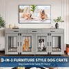 71" Double Dog Crate Furniture with 3 Storage Drawers | Wooden TV Stand & Pet Kennel with Removable Divider - 2 of 4