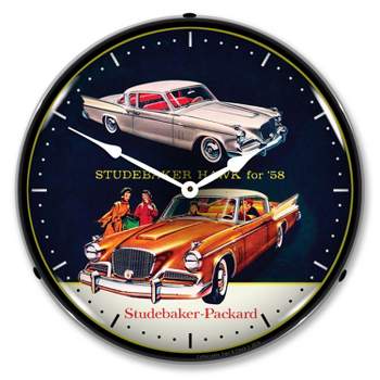 Collectable Sign & Clock | 1958 Studebaker Hawk LED Wall Clock Retro/Vintage, Lighted