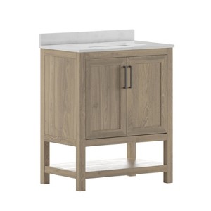 Taylor & Logan 30" Vivien Bathroom Vanity Brown: Stoneware Surface, Wood Frame, Drop-In Sink, 1-Year Warranty - 1 of 4