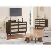 6-Drawer Rattan Dresser with Power Outlet, Wooden Chest of Drawers for Bedroom, Living Room, or Entryway Storage Organizer - 2 of 4
