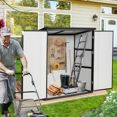 63.78"5x3FT Outdoor Storage Shed Waterproof Resin Cabinet with Lockable Doors for Bikes and Patio Furniture,Black