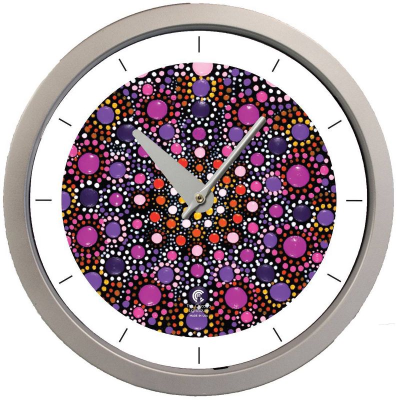 14.5&#34; Artist Series Amy Diener Mesmerize Decorative Clock Silver - The Chicago Lighthouse, 1 of 5