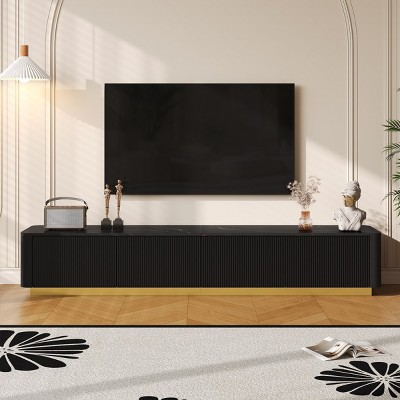 78'' Luxury Fluted TV Stand for TVs Up to 85",Faux Marble Top Media Console with 4 Drawers – The Pop Home