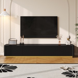 78'' Luxury Fluted TV Stand for TVs Up to 85",Faux Marble Top Media Console with 4 Drawers – The Pop Home - 1 of 4