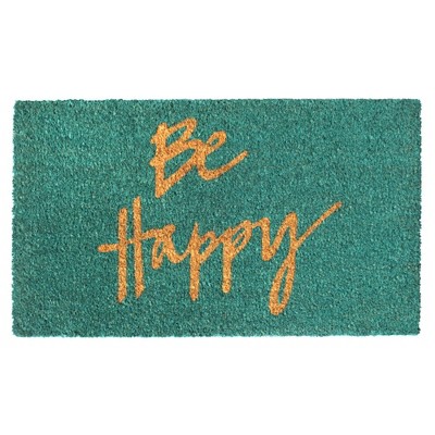 Raj Tufted Be Happy Doormat Blue