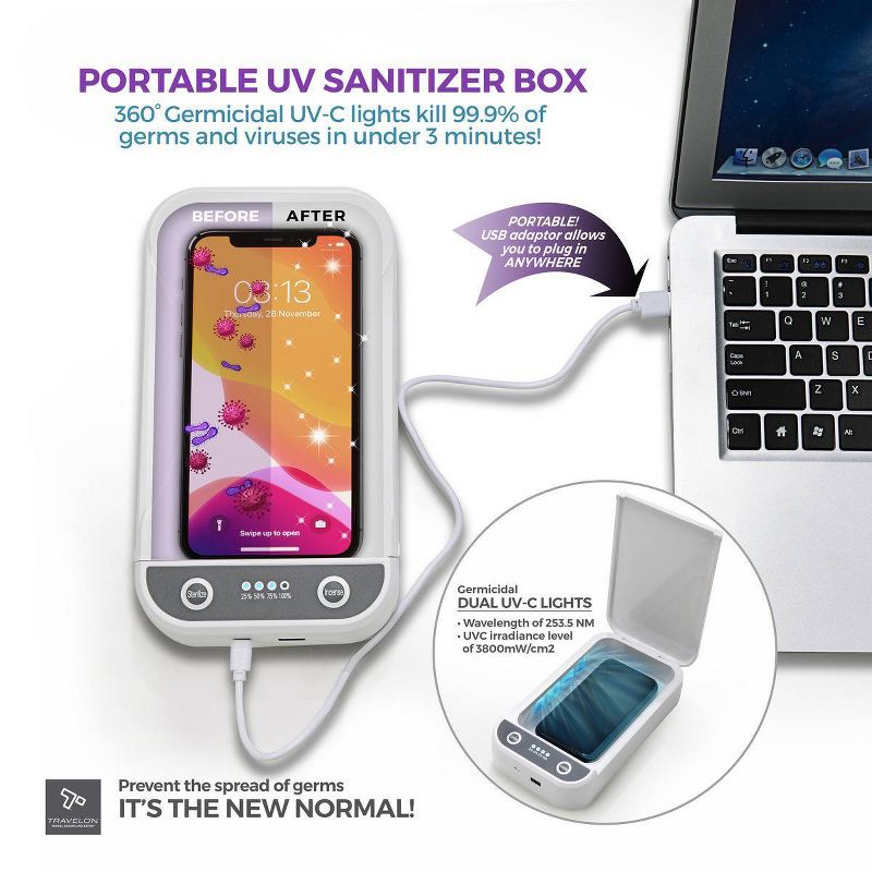 Travelon Portable UV Sanitizer Box, 3 of 9