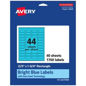 Avery Bright Blue Paper Labels, 2/3" x 1-3/4" Rectangle - 1 of 4
