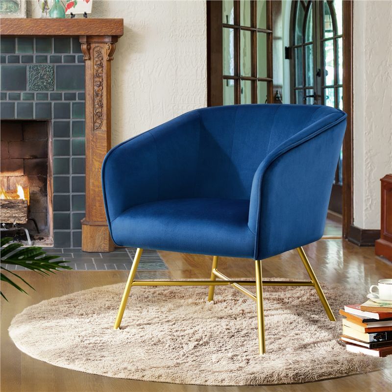 Yaheetech Velvet Upholstered Accent Chair with Backrest Armrest for Living Room, 2 of 7