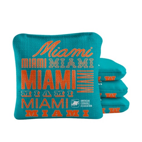 Gameday Miami Football Synergy Pro Teal Cornhole Bags (set Of 4) : Target