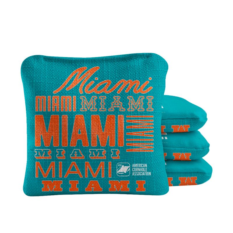 Gameday Miami Football Synergy Pro Teal Cornhole Bags (Set of 4), 1 of 5