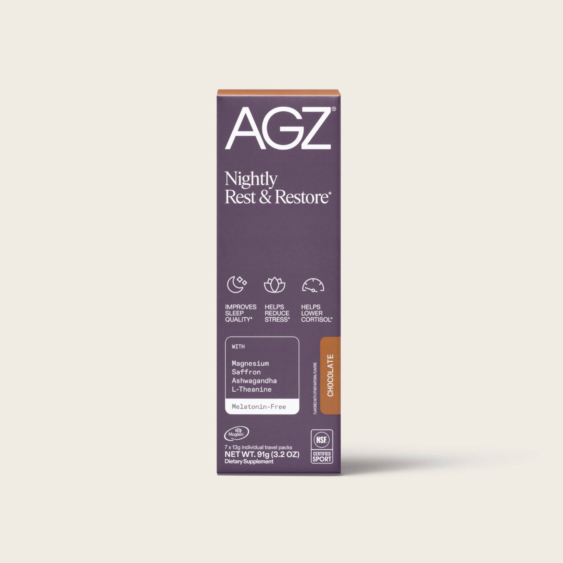 AG1 AGZ Nightly Rest & Restore Sleep Supplement - Chocolate - 7ct: Powder, Multivitamins