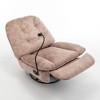 CAVINAS Upholstered Recliner Chair with Mobile Phone Holder, Oversized Swivel Gliding Rocking Chair, Gold-stamped Velvet Reading Chair, Swivel Chair - 3 of 4