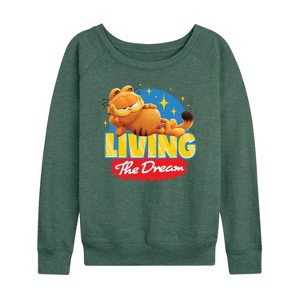 Women's - Garfield - Living The Dream Lightweight French Terry Wide Neck Long Sleeve Shirt - 1 of 4