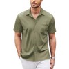COOFANDY Men's Casual Button Down Shirts Short Sleeve Regular Fit Untucked Dress Shirts Knit Textured - 3 of 4