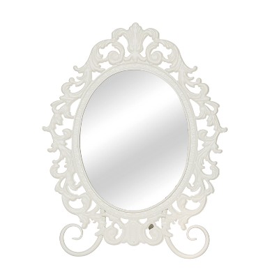 Transpac Metal 13.5 in. White Everyday Regency Oval Mirror