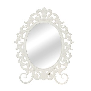 Transpac Metal 13.5 in. White Everyday Regency Oval Mirror - 1 of 2