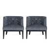 Set of 2 Clough Contemporary Fabric Tufted Accent Chairs Charcoal/Dark Brown - Christopher Knight Home: Elegant Barrel Design, Rubberwood Legs - 2 of 4