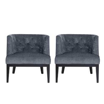 Set of 2 Clough Contemporary Fabric Tufted Accent Chairs Charcoal/Dark Brown - Christopher Knight Home