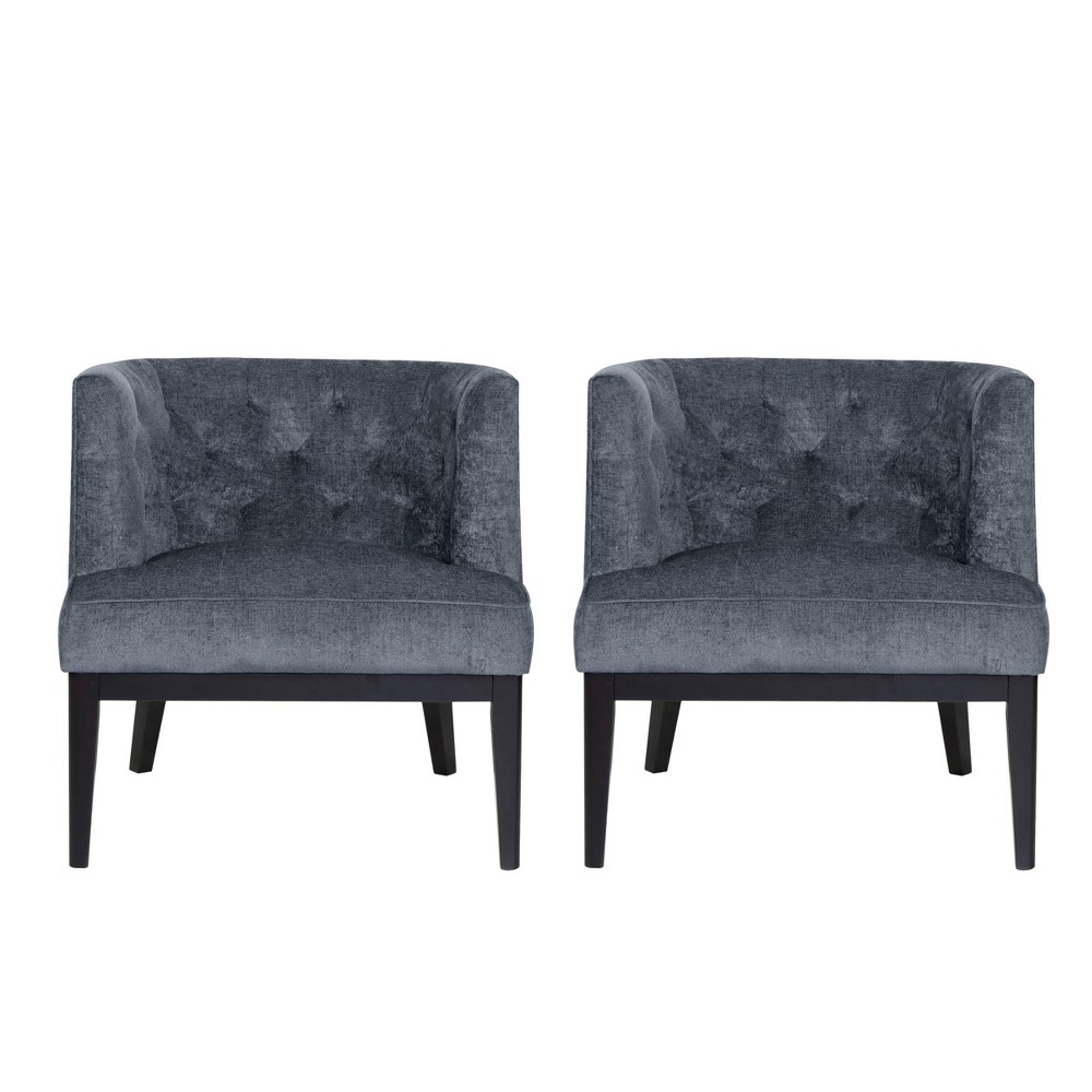 Photos - Chair Set of 2 Clough Contemporary Fabric Tufted Accent  Charcoal/Dark Bro