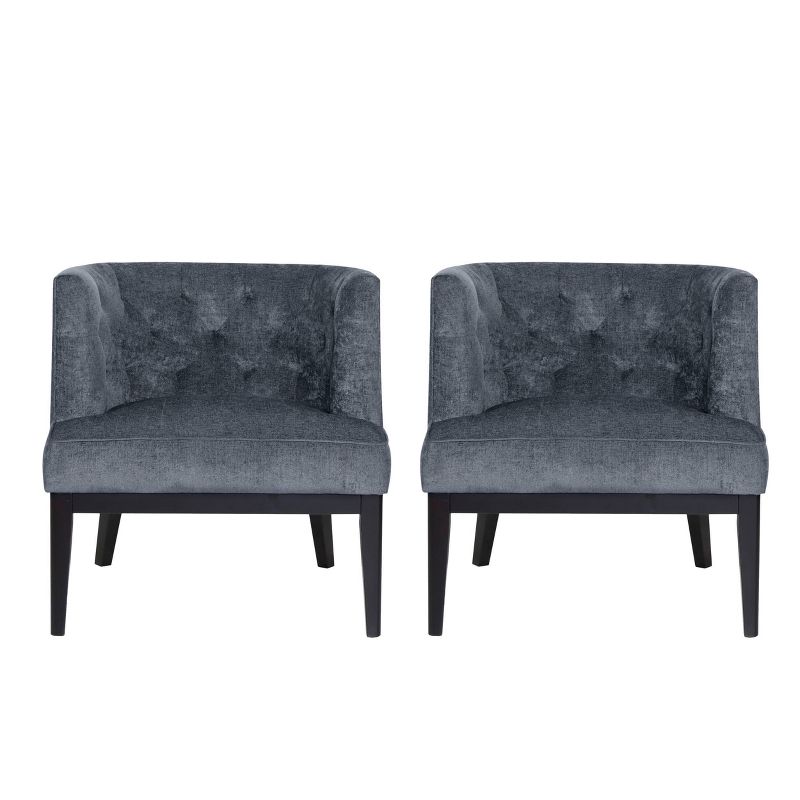 Set of 2 Clough Contemporary Fabric Tufted Accent Chairs Charcoal/Dark Brown - Christopher Knight Home, 1 of 11
